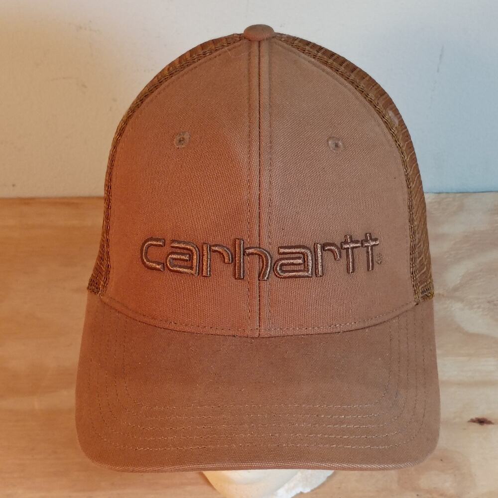 Carhartt Dunmore Cap Mens Brown Mesh Back Snapback Adjustable Trucker Hat Emb...